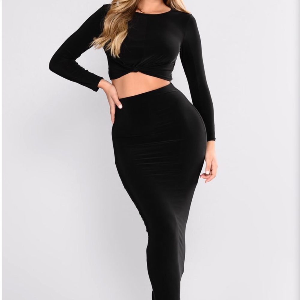Fashion Nova Black Skirt Set